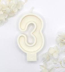 Свеча цифра "3" белая