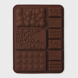 Форма для шоколада Доляна «Шоколадное ассорти», силикон, 20×14,8×0,7 см, 9 ячеек, цвет коричневый