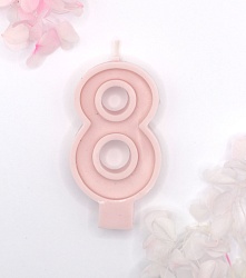 Свеча цифра "8" розовая